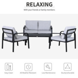 Wyld Haus Salela 4-Seater Garden Sofa Set - Black Aluminium Frame - thumbnail 6