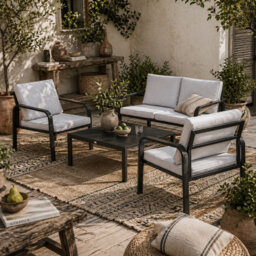 Wyld Haus Salela 4-Seater Garden Sofa Set - Black Aluminium Frame - thumbnail 1
