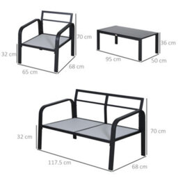 Wyld Haus Salela 4-Seater Garden Sofa Set - Black Aluminium Frame - thumbnail 4