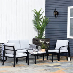 Wyld Haus Salela 4-Seater Garden Sofa Set - Black Aluminium Frame - thumbnail 3