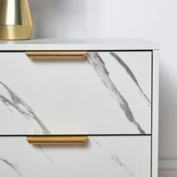 Ohs Marble Effect Nightstand Bedside Table End Side Cabinet - thumbnail 3