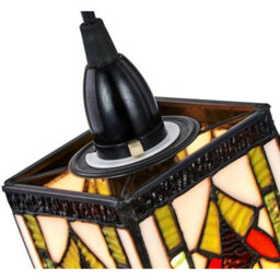Happy Homewares Art Denergy Savingtiffany Easy Fit Pendant Shade With Green, Amber And Red Stained Glass - thumbnail 3