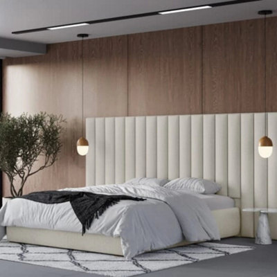 Stratus Interiors Modena Extra Wide Panelled Striped Headboard Bed Frame-Add Professional Assembly & Delivery- Small Double-Gas Lift Ottoman Storage - image 1