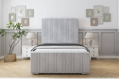 "Sloomy Radcliffe Silver Naples Bed Frame With 50"" Upholstered Headboard 3' Single" - image 1