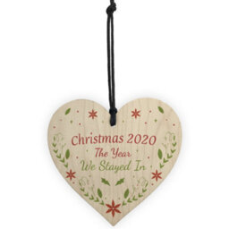 Red Ocean Novelty Christmas 2020 Decoration Quarantine Gift Hanging Wood Heart Tree Decoration - thumbnail 5