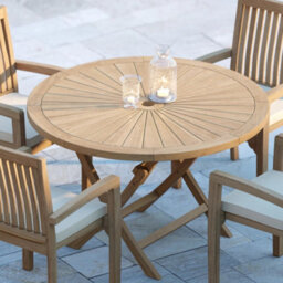 Eterna Munich Teak Garden Outdoor Dining Table & 4 Seat Chair Set - With Green Cushions - thumbnail 4