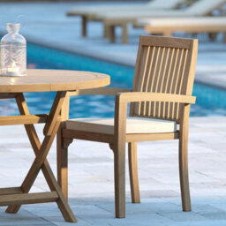 Eterna Munich Teak Garden Outdoor Dining Table & 4 Seat Chair Set - With Green Cushions - thumbnail 1