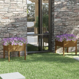Berkfield Durable Garden Planters 2 Pcs Honey Brown 70X70X70 Cm Solid Pinewood - thumbnail 2