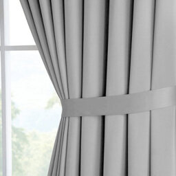 Ameha Plain Blackout Curtain Thick Thermal Insulated Pencil Pleat Light Grey Kitchen Curtains 46'' X 54'' Pair With 2X Tie Backs - thumbnail 4