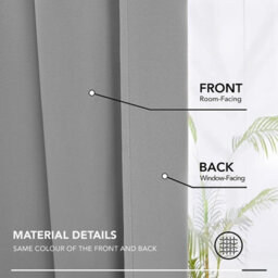 Ameha Plain Blackout Curtain Thick Thermal Insulated Pencil Pleat Light Grey Kitchen Curtains 46'' X 54'' Pair With 2X Tie Backs - thumbnail 7