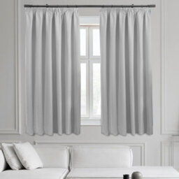 Ameha Plain Blackout Curtain Thick Thermal Insulated Pencil Pleat Light Grey Kitchen Curtains 46'' X 54'' Pair With 2X Tie Backs - thumbnail 2