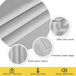 Ameha Plain Blackout Curtain Thick Thermal Insulated Pencil Pleat Light Grey Kitchen Curtains 46'' X 54'' Pair With 2X Tie Backs - thumbnail 3