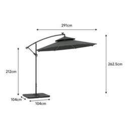 Breeins Garden Dark Grey Metal 2-Tier Cantilever Parasol Garden Household Patio Umbrella Outdoor Sun Umbrella Roman Umbrella With Lights - thumbnail 6