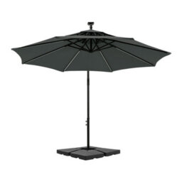 Breeins Garden Dark Grey Metal 2-Tier Cantilever Parasol Garden Household Patio Umbrella Outdoor Sun Umbrella Roman Umbrella With Lights - thumbnail 3