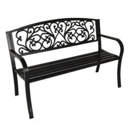 Birchtree 3 Seater Metal Garden Bench Steel Cast Iron Back 125Cm Outdoor Patio Seat C080 - thumbnail 9