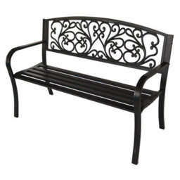 Birchtree 3 Seater Metal Garden Bench Steel Cast Iron Back 125Cm Outdoor Patio Seat C080 - thumbnail 1