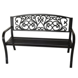 Birchtree 3 Seater Metal Garden Bench Steel Cast Iron Back 125Cm Outdoor Patio Seat C080 - thumbnail 2