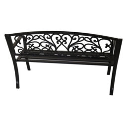Birchtree 3 Seater Metal Garden Bench Steel Cast Iron Back 125Cm Outdoor Patio Seat C080 - thumbnail 4