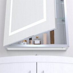 Clifton Bathroom Cabinet Wall Mirror - Rectangular 700 X 500mm - Led Light Wall Mirror Cabinet (Square) - Demister Pad - thumbnail 4