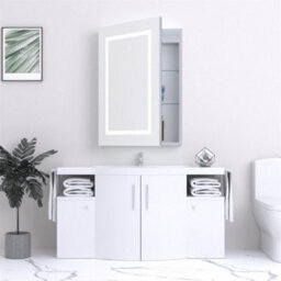 Clifton Bathroom Cabinet Wall Mirror - Rectangular 700 X 500mm - Led Light Wall Mirror Cabinet (Square) - Demister Pad - thumbnail 2