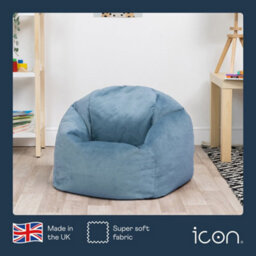 icon Kids Kingston Velvet Bean Bag Chair Mineral Blue Childrens Bean Bags - thumbnail 5