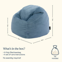 icon Kids Kingston Velvet Bean Bag Chair Mineral Blue Childrens Bean Bags - thumbnail 6