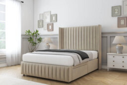 "Comfort Chester Almond Coniston Divan Bed Set No Drawers - 54"" Wingback & 12"" Footboard 4'6 Double" - thumbnail 2