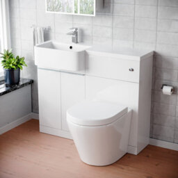 Nes Home 1000mm Left Hand Freestanding Cabinet White With Basin, Wc Unit & Toilet - thumbnail 1