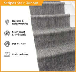 Stripes Stair Runner - Reversible, Durable & Hardwearing Carpet For Stairs & Staircases, Multiple Lengths - thumbnail 3