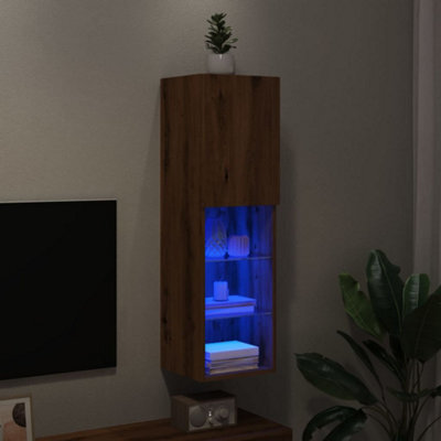 Berkfield Tv Cabinet With Led Lights Artisian Oak 30.5X30X102 Cm - image 1