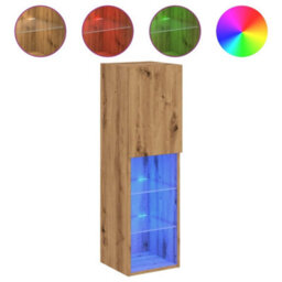 Berkfield Tv Cabinet With Led Lights Artisian Oak 30.5X30X102 Cm - thumbnail 2