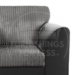 Furnishings For Less UK Luxor Jumbo Cord 2 + 1 + 1 Fabric 3 Piece Sofa Suite - Scatter Back Black And Grey - thumbnail 4