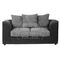 Furnishings For Less UK Luxor Jumbo Cord 2 + 1 + 1 Fabric 3 Piece Sofa Suite - Scatter Back Black And Grey - thumbnail 2