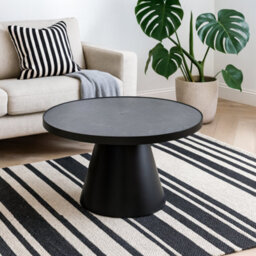 Wyld Haus Hamburg Round Black Ceramic Coffee Table With Steel Pillar Base - thumbnail 2