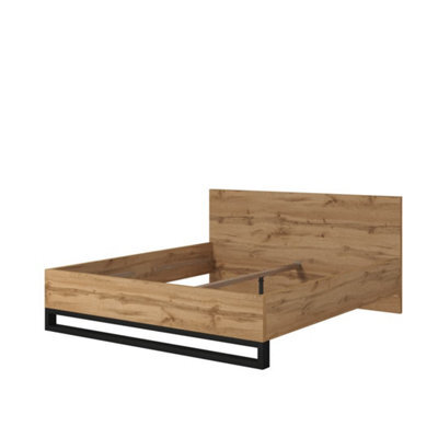 Arte Halle Eu Super King Bed Frame - Oak Wotan & Black Contemporary Bedroom Centrepiece - image 1