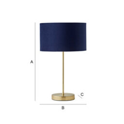 Valuelights Charles Gold Table Lamp With Navy Velvet Shade - thumbnail 8