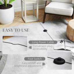 Homcom Floor Lamp For Living Room, Standing Lamp With Foot Switch, Oak - thumbnail 7