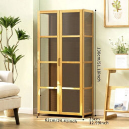 4-Tier Bamboo Model Display Model Storage Cabinet Bookcase Collection Organizer - thumbnail 2