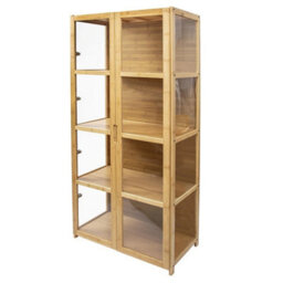 4-Tier Bamboo Model Display Model Storage Cabinet Bookcase Collection Organizer - thumbnail 1