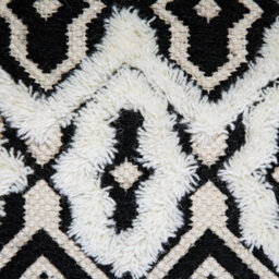 Beliani Boho Wool-Cotton Pouffe 45 X 45 Cm Black And White - thumbnail 6