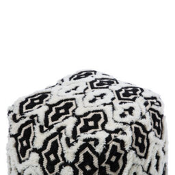 Beliani Boho Wool-Cotton Pouffe 45 X 45 Cm Black And White - thumbnail 5
