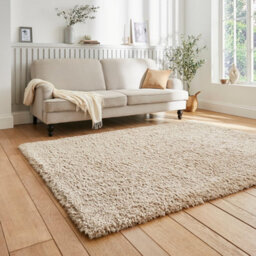Beige Plain Shaggy Modern Easy To Clean Rug For Dining Room-120Cm X 170Cm - thumbnail 2