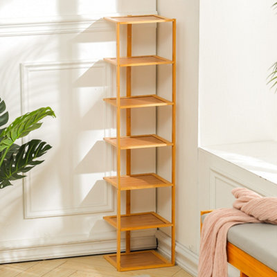 Living And Home 7-Tier Tall And Narrow Bamboo Shoe Storage Rack Entryway Hallway Shoe Storage Organiser - image 1