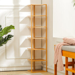Living And Home 7-Tier Tall And Narrow Bamboo Shoe Storage Rack Entryway Hallway Shoe Storage Organiser - thumbnail 2