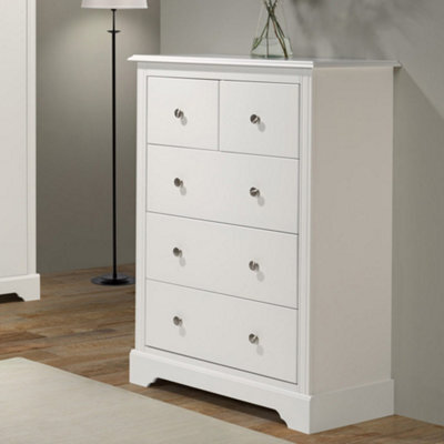Seconique Stratford 3+2 Drawer Chest Of Drawers White Shabby Chic - image 1