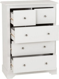 Seconique Stratford 3+2 Drawer Chest Of Drawers White Shabby Chic - thumbnail 3