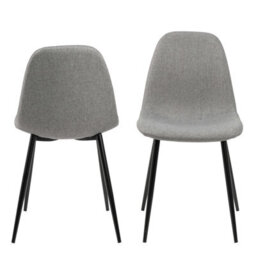 Wyld Haus Set Of 4 Venice Light Grey Fabric Dining Chairs With Black Steel Legs - thumbnail 3