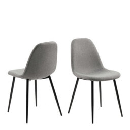 Wyld Haus Set Of 4 Venice Light Grey Fabric Dining Chairs With Black Steel Legs - thumbnail 2