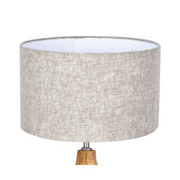 Solid Wood Table Lamp With Fabric Shade Natural Finish Organic Cut Out Base For Living Room Or Bedroom - thumbnail 3