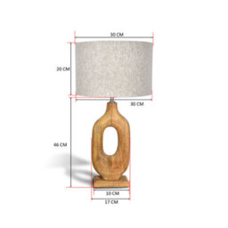 Solid Wood Table Lamp With Fabric Shade Natural Finish Organic Cut Out Base For Living Room Or Bedroom - thumbnail 6